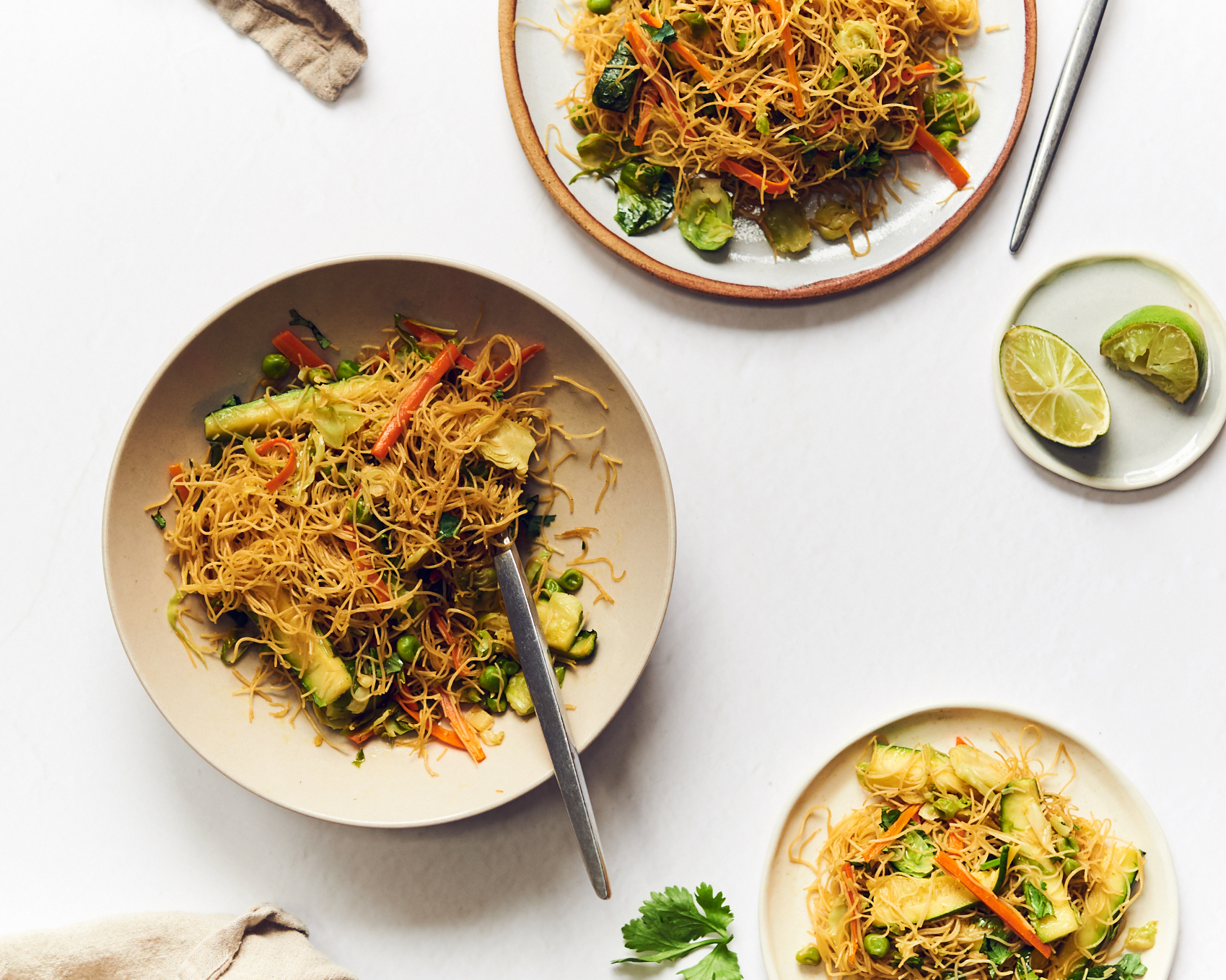 This stir fry is made with rice vermicelli noodles and lots of vegetables. It's vegan, but can also be made gluten free, grain free and carb free.