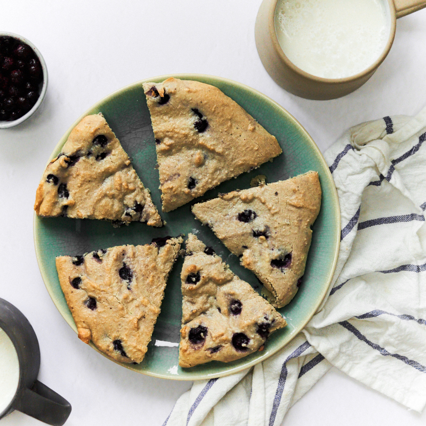 These blueberry scones are grain free and paleo and so delicious with lemon added.