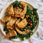 crusted squash with greens & beans