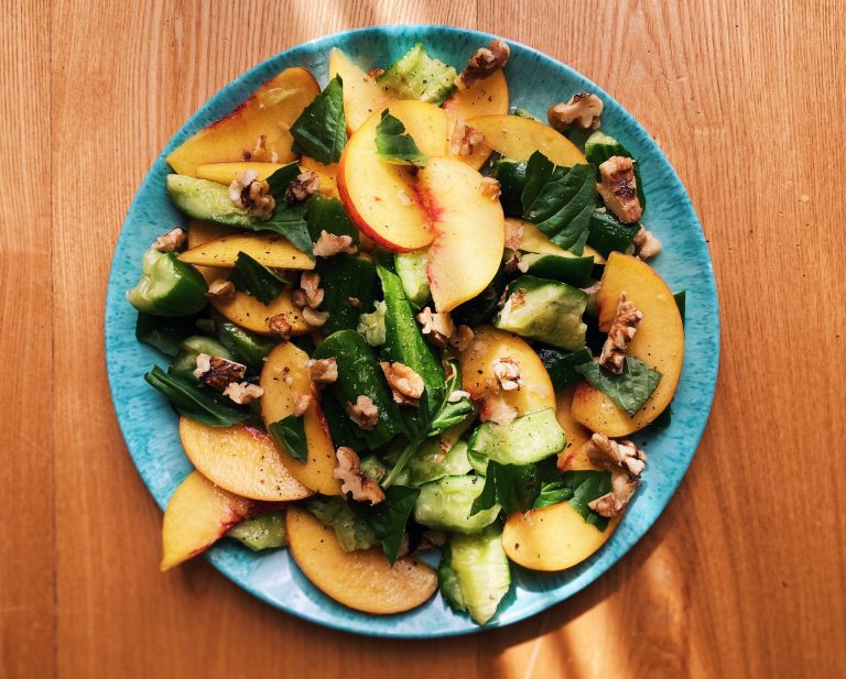Smashed Cucumber & Peach Salad
