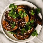 miso glazed squash slivers